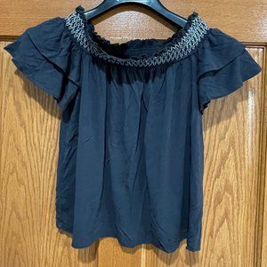 American Eagle Soft & Sexy Women's S Off Shoulder Charcoal Gray Top Shirt